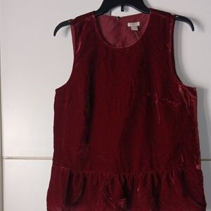 J. Crew Rich Red Velvet Sleeveless Blouse